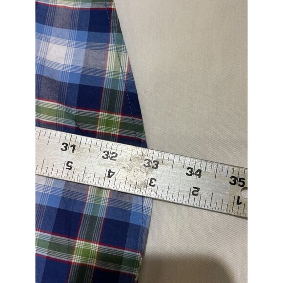 Roper Blue Plaid Short Sleeve Button-Up Shirt Men's Size L - 100% Cotton - Picture 7 of 9
